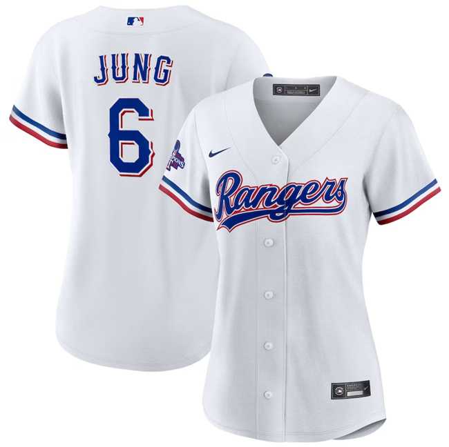 Women's Texas Rangers #6 Josh Jung White 2023 World Series Champions Stitched Jersey(Run Small) Dzhi